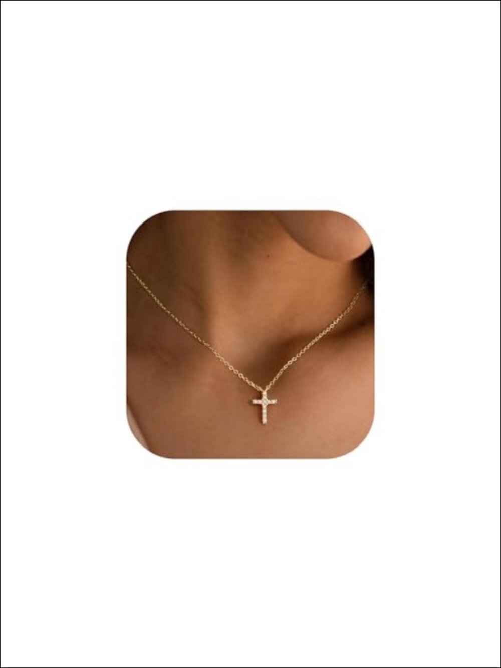 14K Gold Plated Cross Necklace Women Hypoallergenic Dainty Pendant